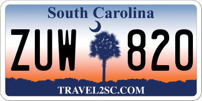 SC license plate ZUW820