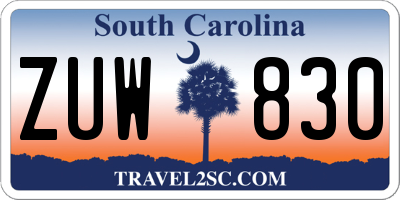 SC license plate ZUW830