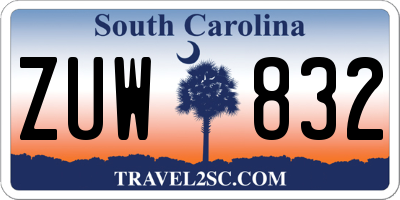 SC license plate ZUW832