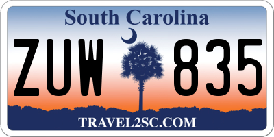 SC license plate ZUW835