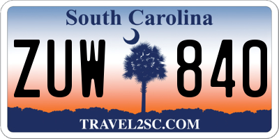 SC license plate ZUW840