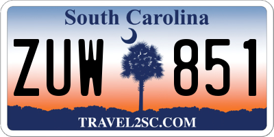 SC license plate ZUW851