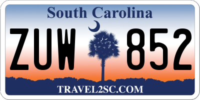 SC license plate ZUW852