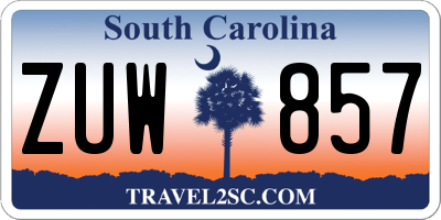 SC license plate ZUW857