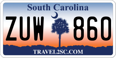 SC license plate ZUW860
