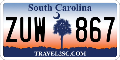 SC license plate ZUW867