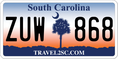 SC license plate ZUW868