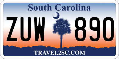 SC license plate ZUW890