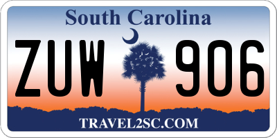 SC license plate ZUW906