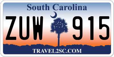 SC license plate ZUW915