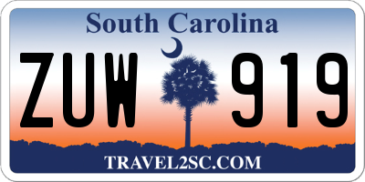 SC license plate ZUW919