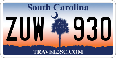 SC license plate ZUW930