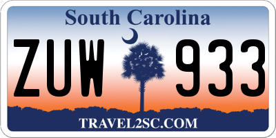 SC license plate ZUW933