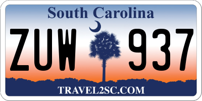SC license plate ZUW937