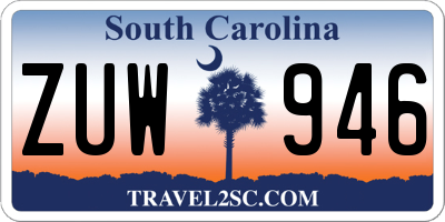 SC license plate ZUW946