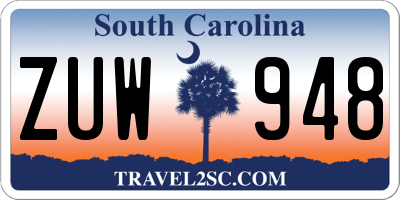 SC license plate ZUW948