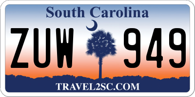 SC license plate ZUW949
