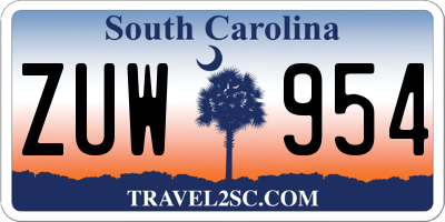 SC license plate ZUW954