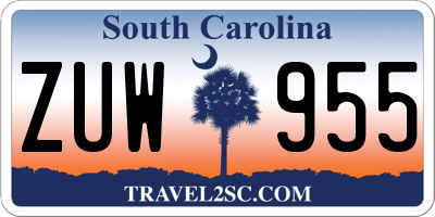 SC license plate ZUW955
