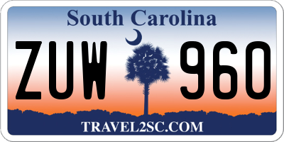SC license plate ZUW960