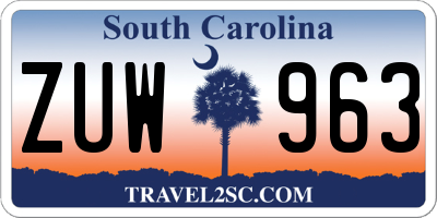 SC license plate ZUW963