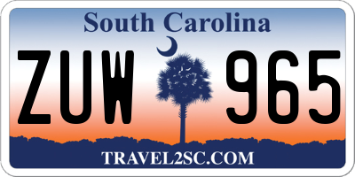 SC license plate ZUW965