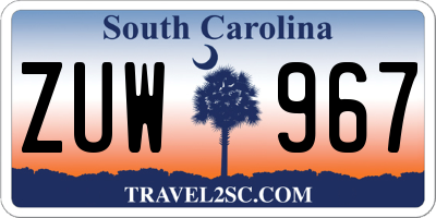 SC license plate ZUW967
