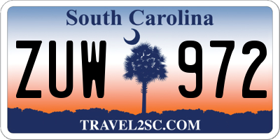 SC license plate ZUW972
