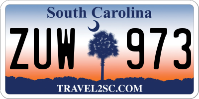 SC license plate ZUW973