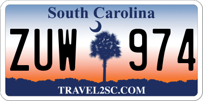 SC license plate ZUW974