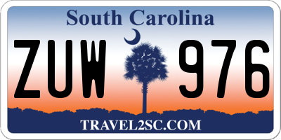 SC license plate ZUW976