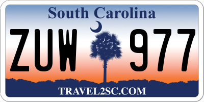 SC license plate ZUW977