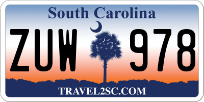 SC license plate ZUW978