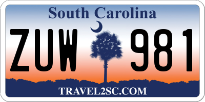 SC license plate ZUW981