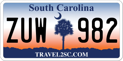 SC license plate ZUW982