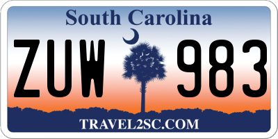 SC license plate ZUW983