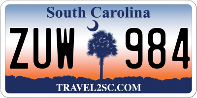 SC license plate ZUW984