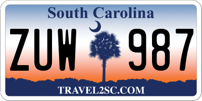 SC license plate ZUW987