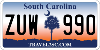 SC license plate ZUW990