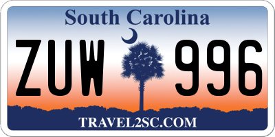 SC license plate ZUW996