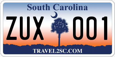 SC license plate ZUX001