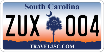 SC license plate ZUX004