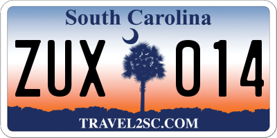 SC license plate ZUX014