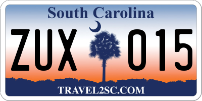 SC license plate ZUX015