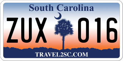 SC license plate ZUX016