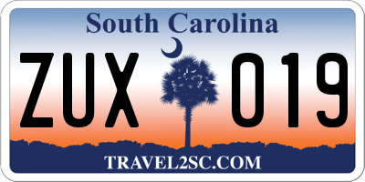 SC license plate ZUX019