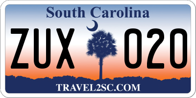 SC license plate ZUX020