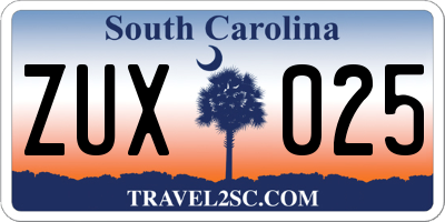 SC license plate ZUX025
