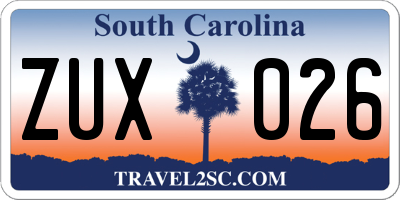 SC license plate ZUX026