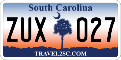 SC license plate ZUX027